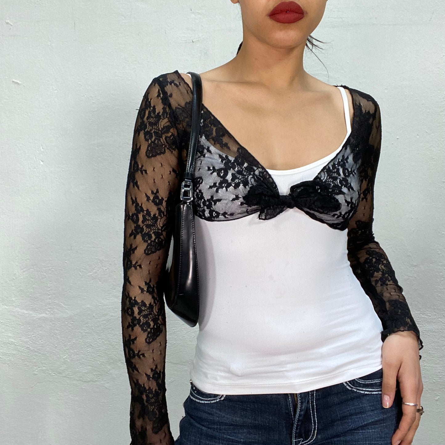 Vintage 2000's Downtown Girl Black Lace Bolero (S)