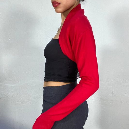 Vintage 2000's Ballet Red Knit Bolero Cardigan (S/M)