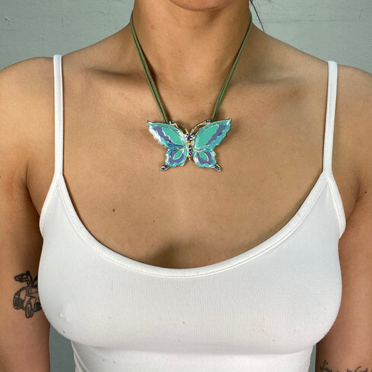 Vintage 2000's Downtown Girl Necklace with Big Blue Butterfly Pendant