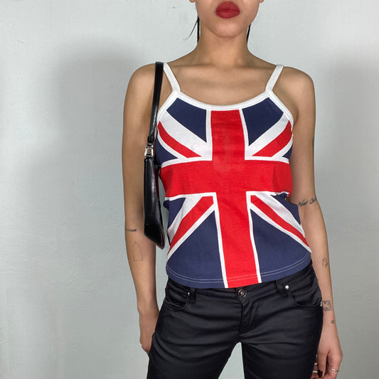 Vintage 2000's Downtown Girl UK Flag Shirt (S/M)