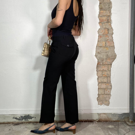 Vintage 2000's Classy Black Flared Suit Pants (S)