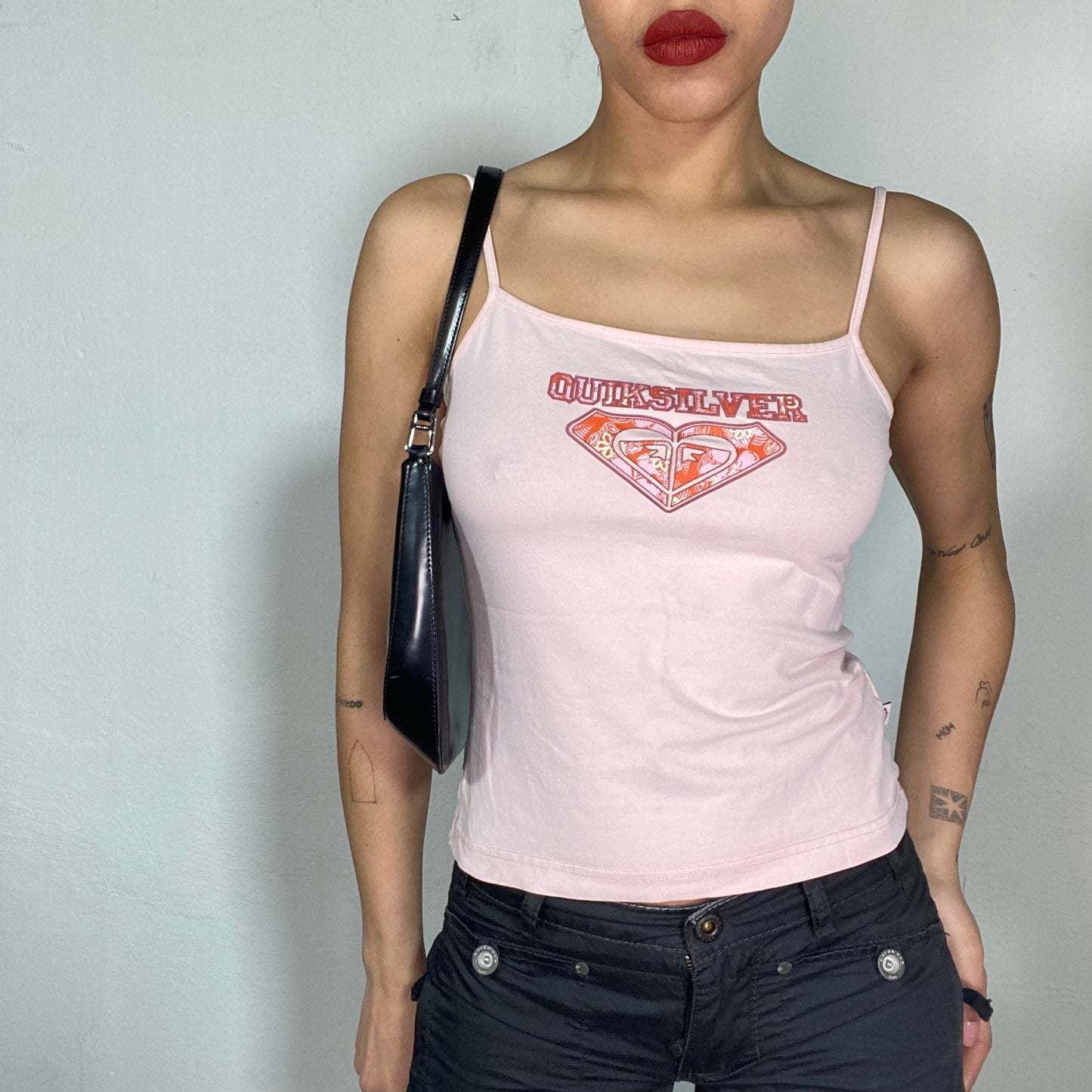 Vintage 2000's Surfer Pink Top with 'Quicksilver' Print (S)