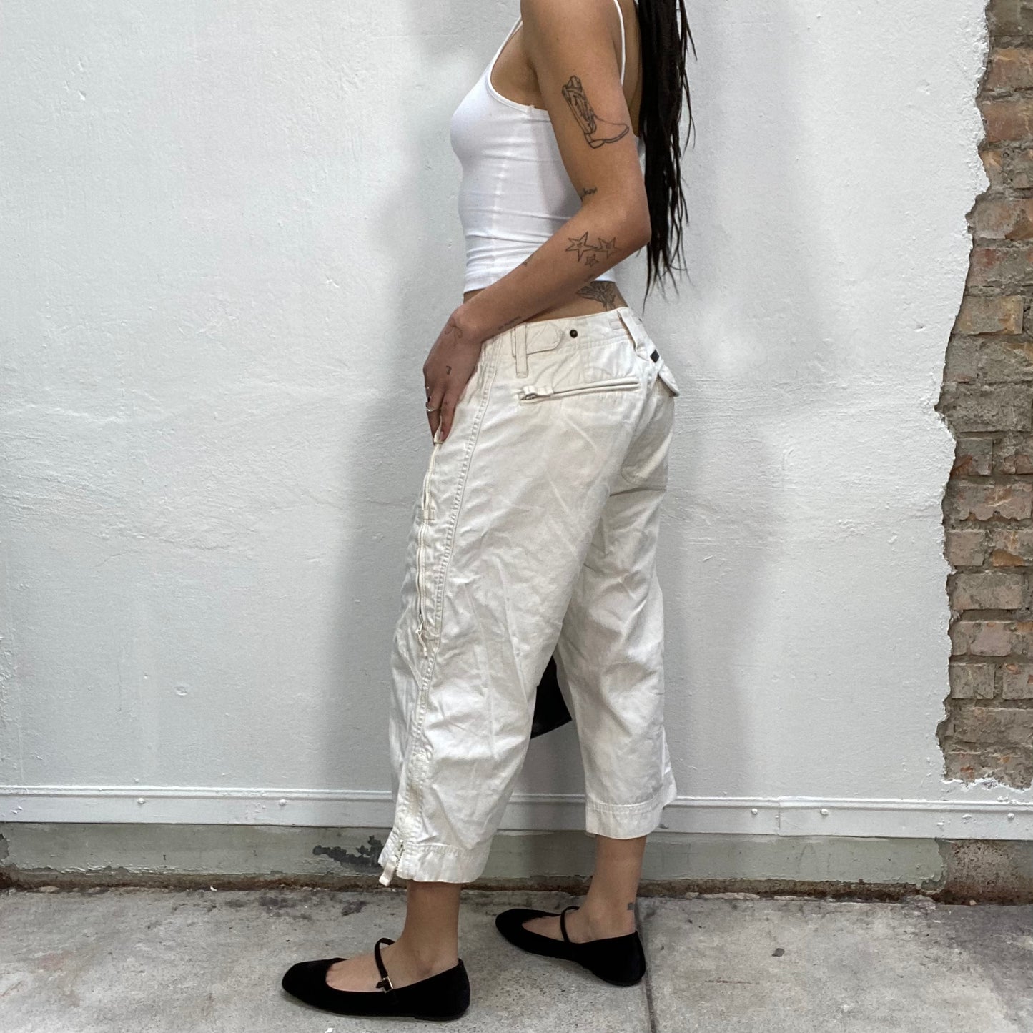 Vintage 90's Hip Hop White Baggy Jorts Pants (S)