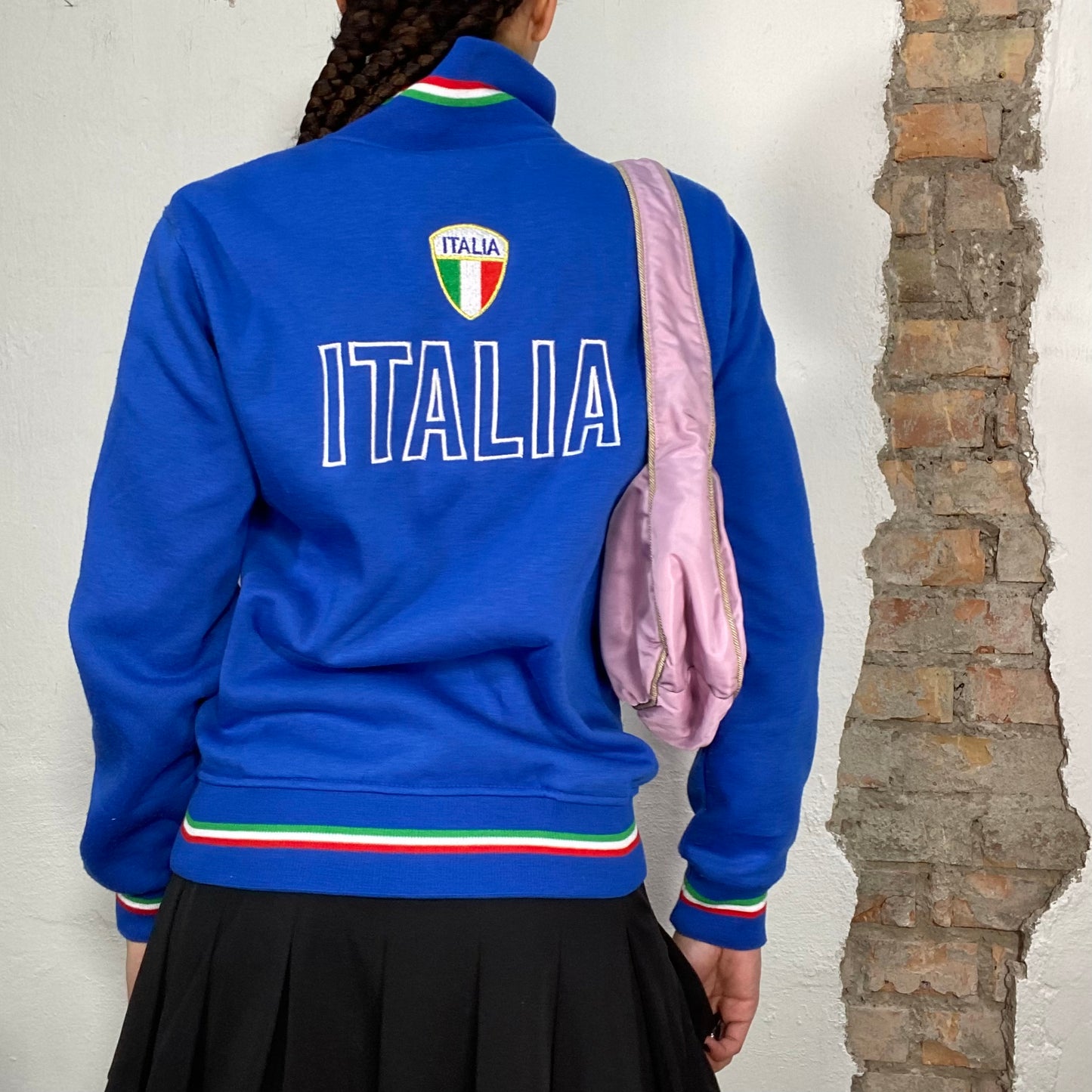 Vintage 90's Streetstyle Blue Italia Zip Up Sweater (S/M)