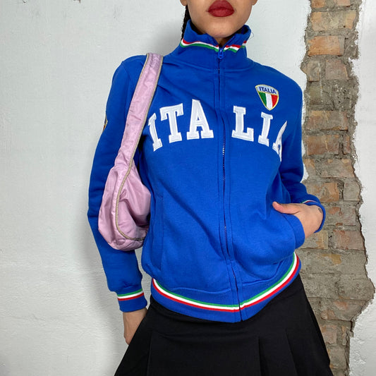 Vintage 90's Streetstyle Blue Italia Zip Up Sweater (S/M)