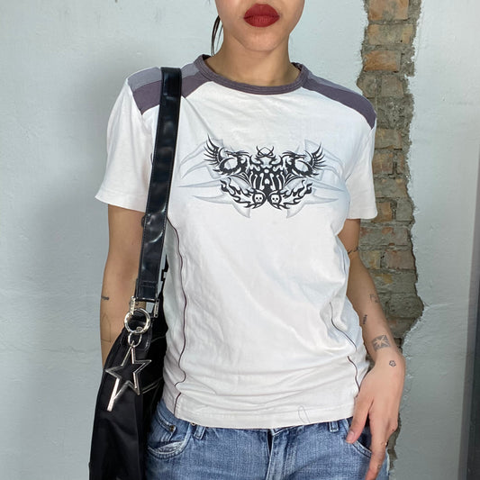 Vintage 90's Streetstyle White Shirt with Tribal Butterfly Print (M)