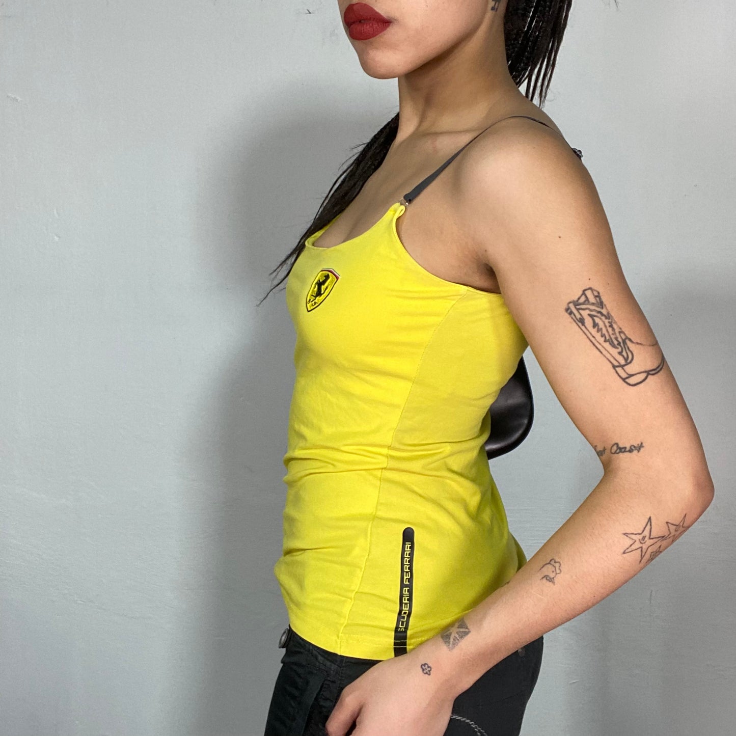 Vintage 2000's Ferrari Yellow Tank Top with Logo Patch (S/M)