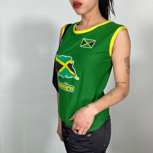 Vintage 2000's Football Core Green Jamaica Muscle Tee (M)