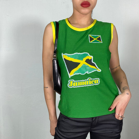 Vintage 2000's Football Core Green Jamaica Muscle Tee (M)