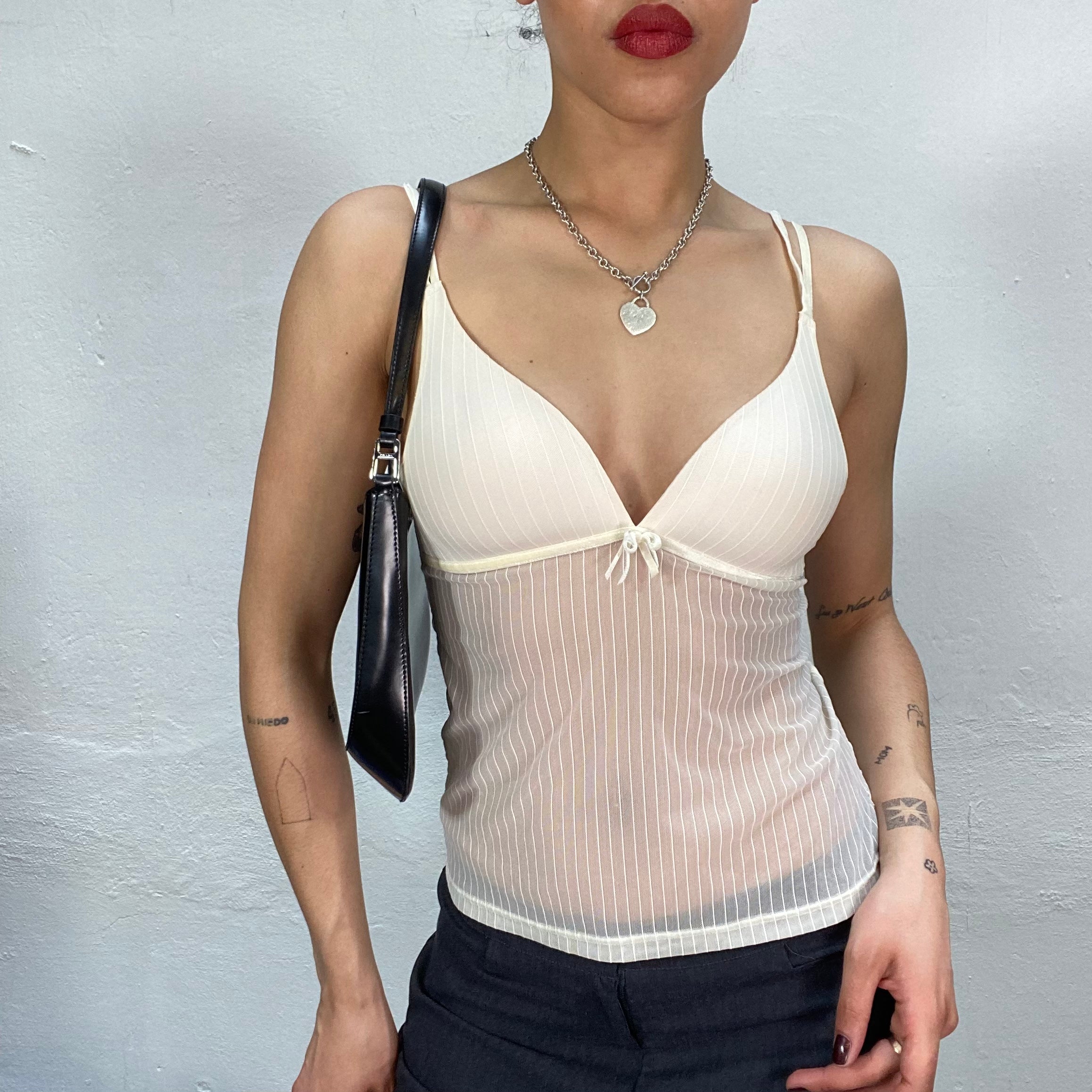 Vintage 2000’s stripe pointelle cami top