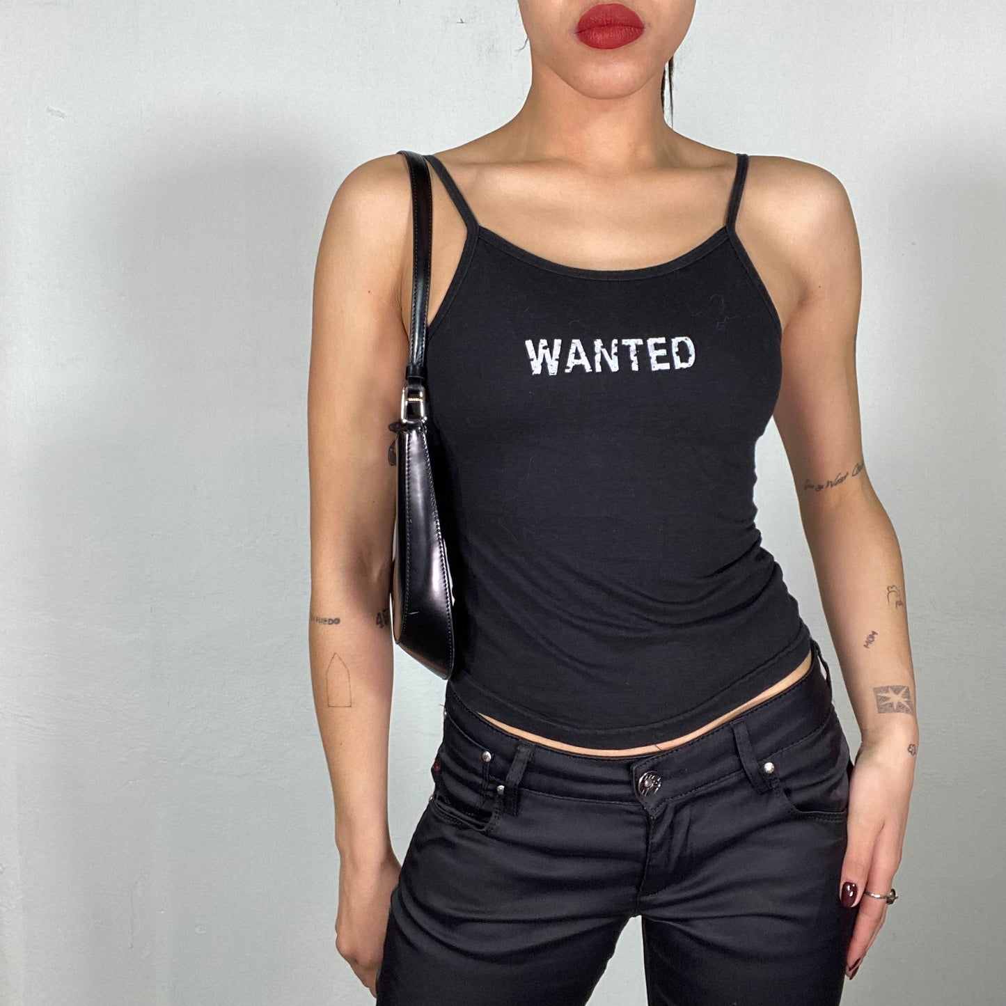 Vintage 2000's Wrangler Black Top with 'Wanted' Print (S)