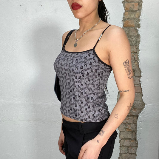 Vintage 2000's Morgan De Toi Grey Cami Top with Monogram Print (M)