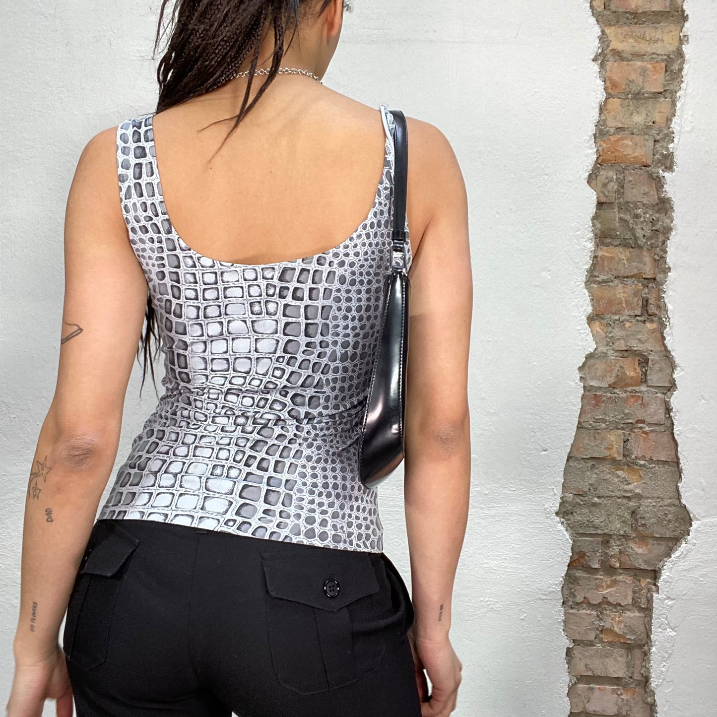 Vintage 2000's Funky Grey Snake Print Tank Top (S)