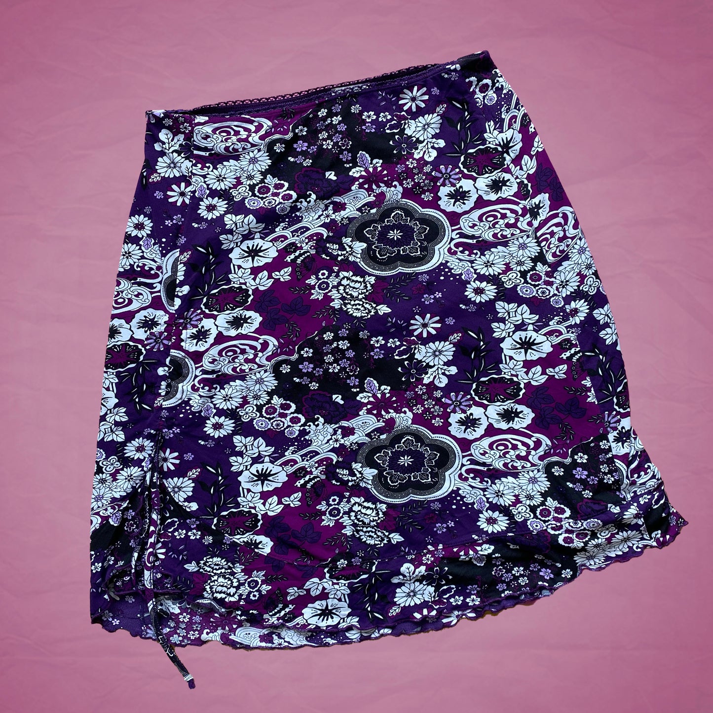Vintage 90's Fairy Purple Floral Midi Skirt