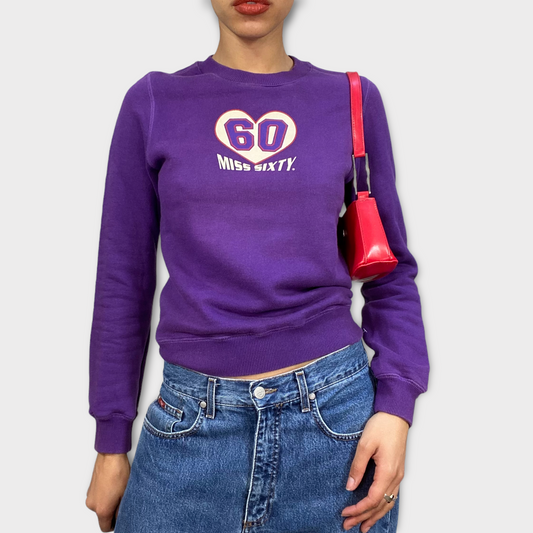 Vintage Y2K Skater Miss Sixty Luxury Purple Sweatshirt (XS/S)