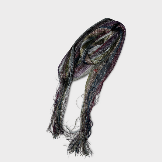 Vintage 2000's Striped Glittery Skinny Scarf