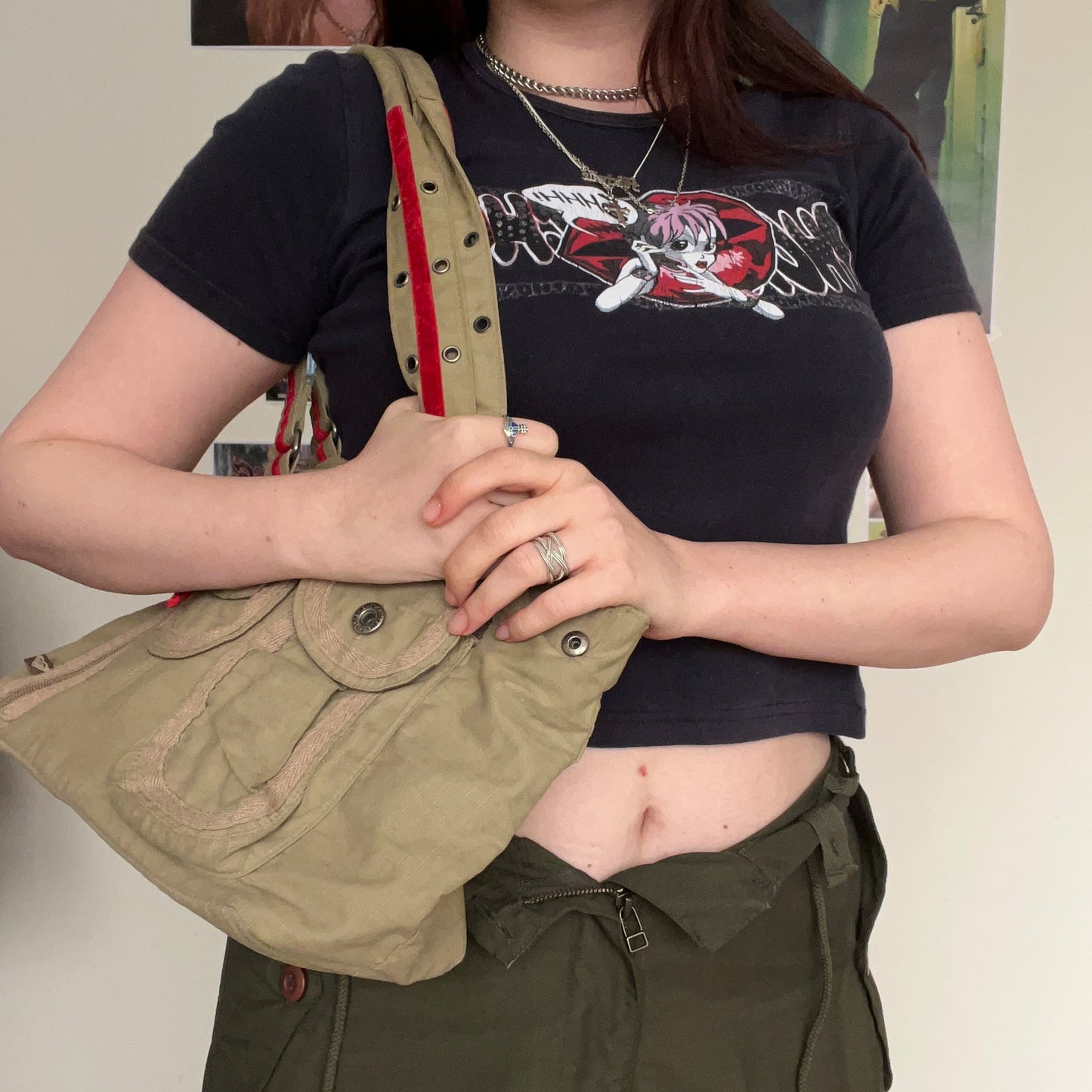 Vintage 90's Sporty Roxy Khaki Shoulder Bag