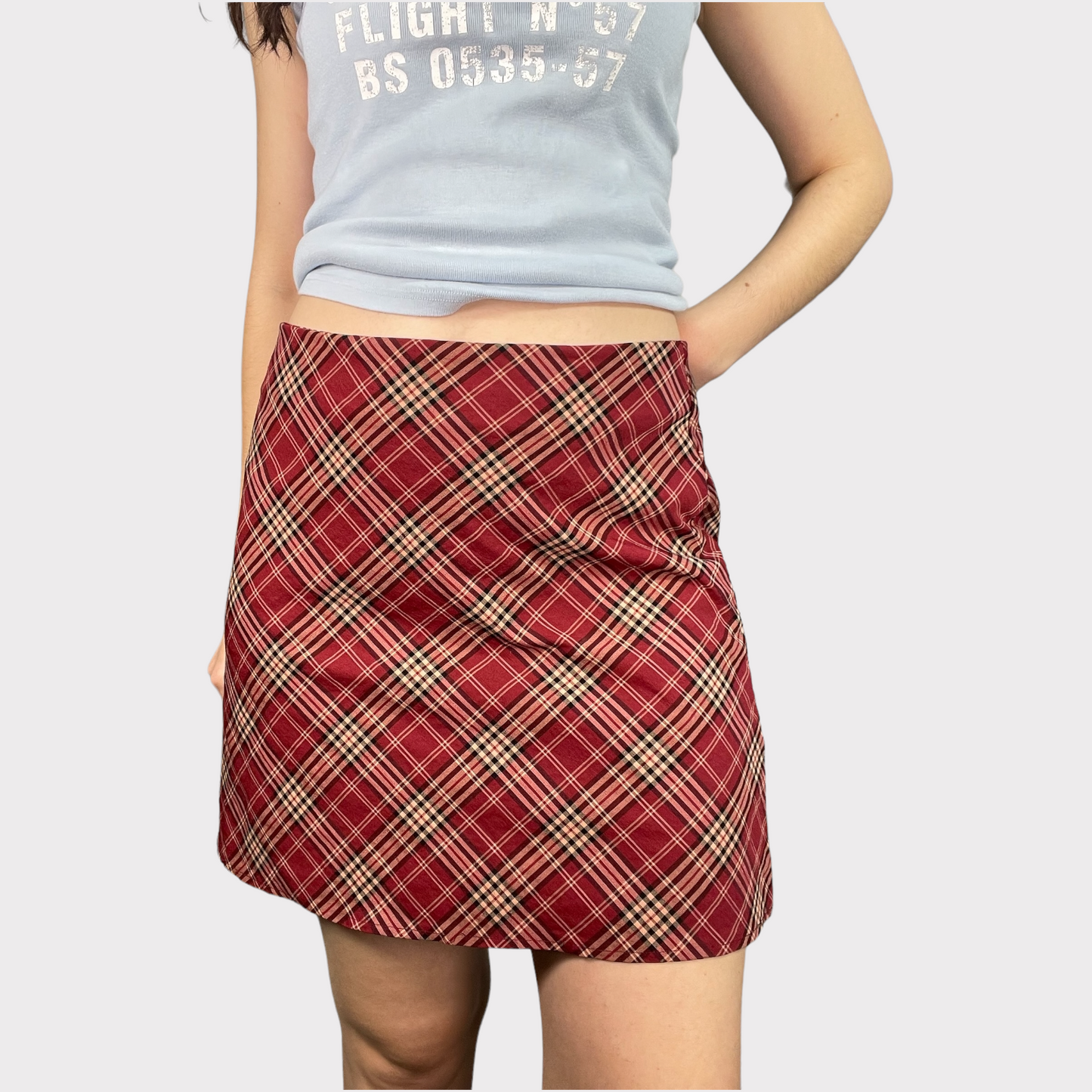 Vintage 90's Rachel Green Red Plaid Mini Skirt (M)