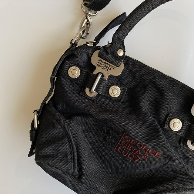 Vintage Y2K Cyber Grunge George Gina Lucy Black Crossbody Bag