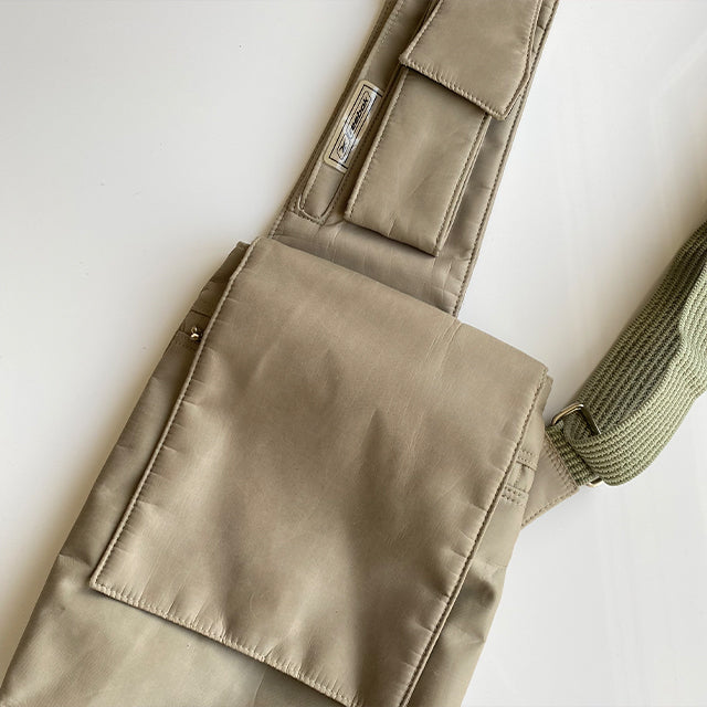 Vintage 90's Tech Wear Beige Crossbody Backpack