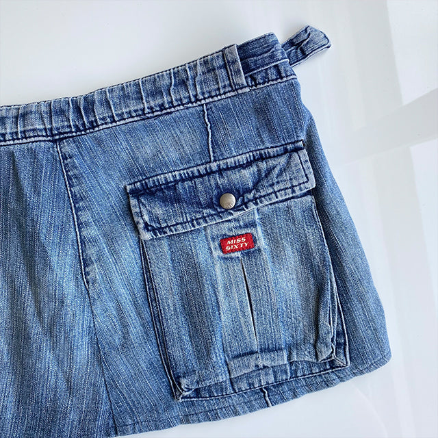 Vintage Y2K Miss Sixty Denim Low Waist Extra Mini Skirt (XS)