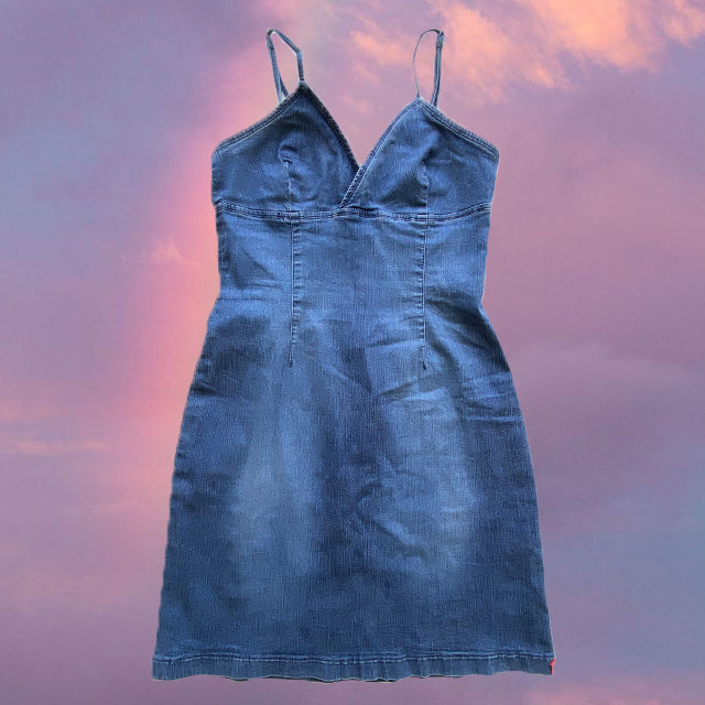 Vintage 90’s Spring Blue Denim Dress (38 EU / UK 10 / US 6)