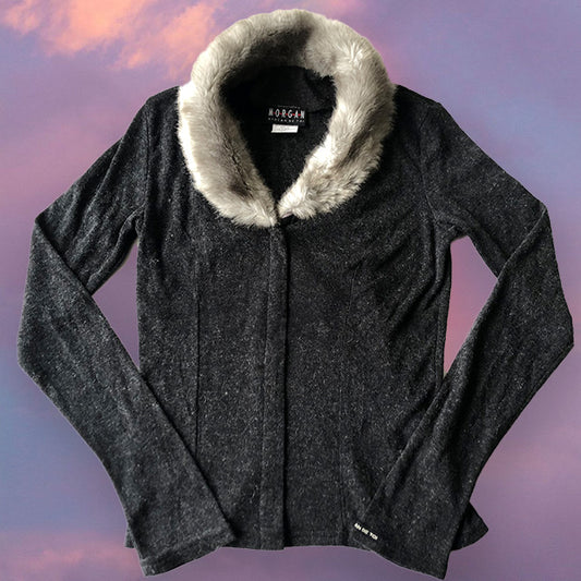 Vintage 90's Morgan de Toi Faux Fur Collar Cardigan (S)