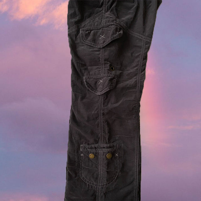 Vintage 90's Grey Cord Low Waist Cargos (36 EU/UK 8)