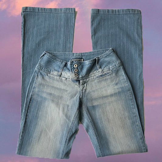 Vintage Y2K Pinstripe Low Waist Bootcut Jeans (34 EU/UK 6)