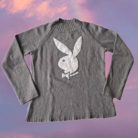 Vintage Y2K Grey Playboy Sweater (XS/S)